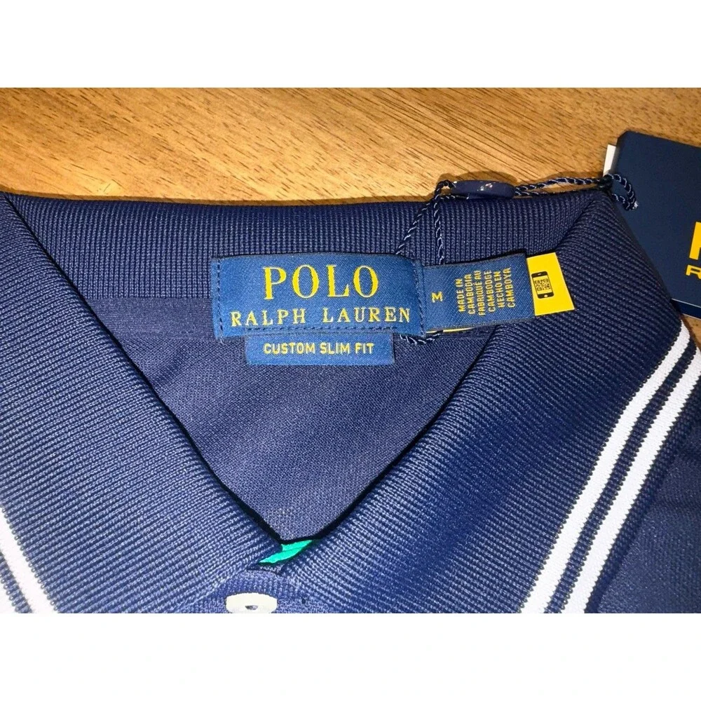 NWT US Open Polo Ralph Lauren Umpire Polo Shirt Long Sleeve Navy Medium Tennis